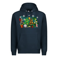 Navy christmas trees with volleyball Premium Hoodie - Zillion Design Studio
