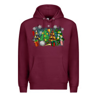 Burgundy christmas trees with volleyball Premium Hoodie - Zillion Design Studio