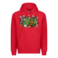 Red christmas trees with volleyball Premium Hoodie - Zillion Design Studio