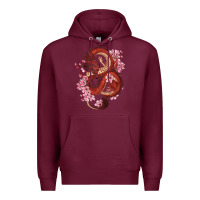 Burgundy red dragon and sakura cherry blossoms Premium Hoodie - RanaPortraitStore