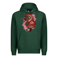 Sports Green red dragon and sakura cherry blossoms Premium Hoodie - RanaPortraitStore