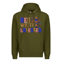 Army Green red white and blessed Premium Hoodie - texasbilliewilder