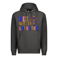 Charcoal Heather red white and blessed Premium Hoodie - texasbilliewilder