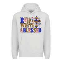 Dove Grey red white and blessed Premium Hoodie - texasbilliewilder