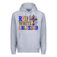 Heather Grey red white and blessed Premium Hoodie - texasbilliewilder