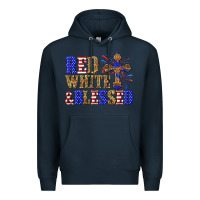 Navy red white and blessed Premium Hoodie - texasbilliewilder