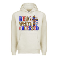 Oatmeal Heather red white and blessed Premium Hoodie - texasbilliewilder