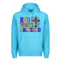 Ocean Blue red white and blessed Premium Hoodie - texasbilliewilder