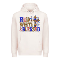 Pale Pink red white and blessed Premium Hoodie - texasbilliewilder