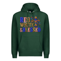 Sports Green red white and blessed Premium Hoodie - texasbilliewilder