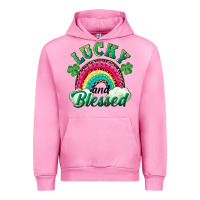 Fuchsia Pink Lucky and blessed rainbow Urban Hoodie - RanaPortraitStore