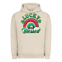 Pigment French Oak Lucky and blessed rainbow Urban Hoodie - RanaPortraitStore