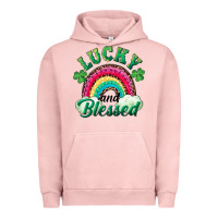 Pigment Salmon Lucky and blessed rainbow Urban Hoodie - RanaPortraitStore
