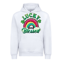 White Lucky and blessed rainbow Urban Hoodie - RanaPortraitStore