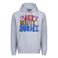 Heather Grey red white and boujee billie wilder Premium Hoodie - texasbilliewilder