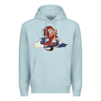 Blue Mist asian dragon and ocean waves Premium Hoodie - RanaPortraitStore