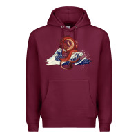 Burgundy asian dragon and ocean waves Premium Hoodie - RanaPortraitStore