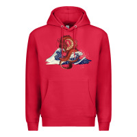Cardinal asian dragon and ocean waves Premium Hoodie - RanaPortraitStore