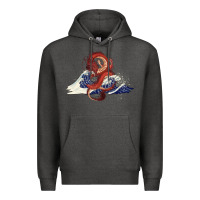 Charcoal Heather asian dragon and ocean waves Premium Hoodie - RanaPortraitStore