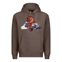 Coffee asian dragon and ocean waves Premium Hoodie - RanaPortraitStore