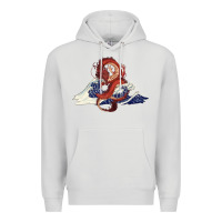 Dove Grey asian dragon and ocean waves Premium Hoodie - RanaPortraitStore