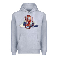 Heather Grey asian dragon and ocean waves Premium Hoodie - RanaPortraitStore