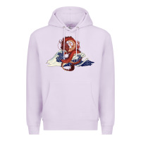Lilac asian dragon and ocean waves Premium Hoodie - RanaPortraitStore