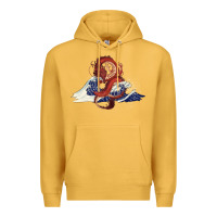 Mustard asian dragon and ocean waves Premium Hoodie - RanaPortraitStore