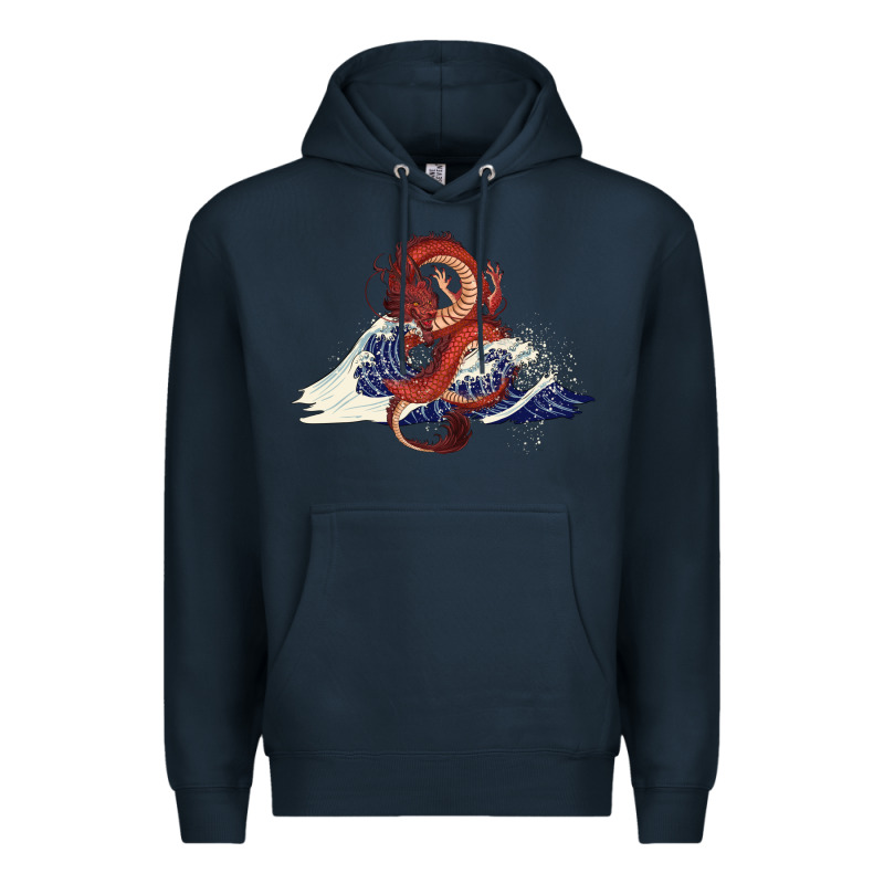 Asian Dragon And Ocean Waves Premium Hoodie by RanaPortraitStore | Teevron