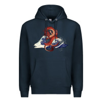 Navy asian dragon and ocean waves Premium Hoodie - RanaPortraitStore
