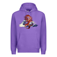 Purple asian dragon and ocean waves Premium Hoodie - RanaPortraitStore