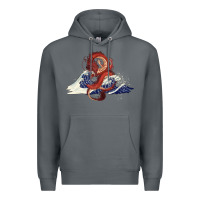 Rock asian dragon and ocean waves Premium Hoodie - RanaPortraitStore