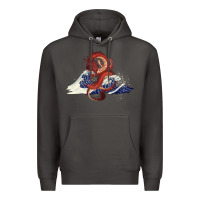 Smoke asian dragon and ocean waves Premium Hoodie - RanaPortraitStore