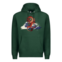 Sports Green asian dragon and ocean waves Premium Hoodie - RanaPortraitStore
