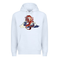 White asian dragon and ocean waves Premium Hoodie - RanaPortraitStore