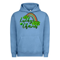 Pigment Pebble Blue Lucky charm rainbow and shamrocks Urban Hoodie - RanaPortraitStore