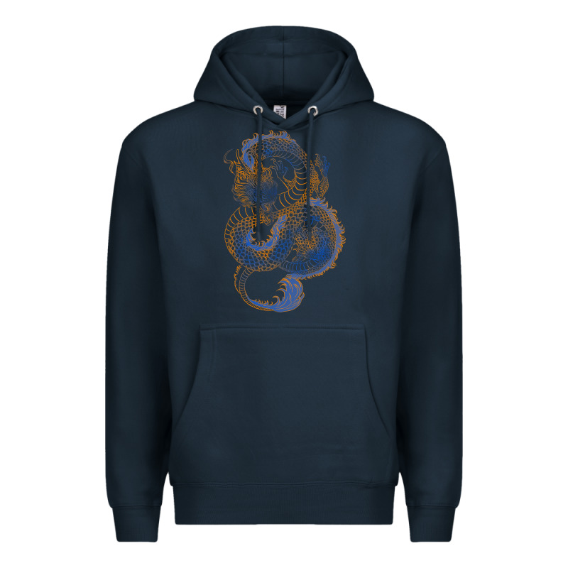 Blue And Orange Dragon Premium Hoodie by RanaPortraitStore | Teevron