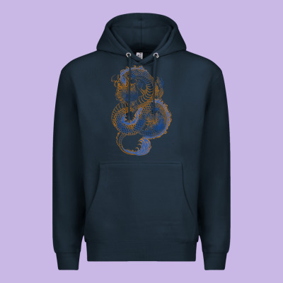 Blue And Orange Dragon Premium Hoodie Designed By Ranaportraitstore