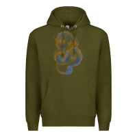 Army Green blue and orange dragon Premium Hoodie - RanaPortraitStore