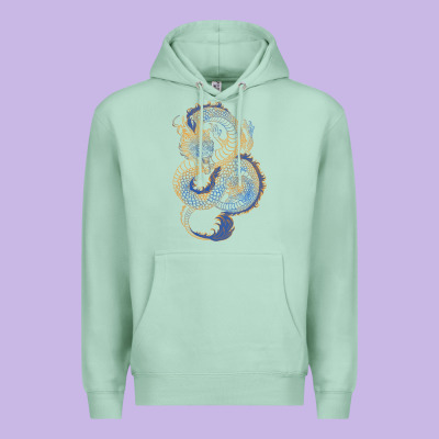 Blue And Orange Dragon Premium Hoodie Designed By Ranaportraitstore