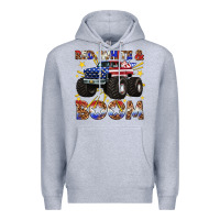 Heather Grey red white and boom Premium Hoodie - texasbilliewilder