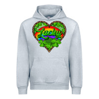 Heather Grey lucky heart with leopard Urban Hoodie - RanaPortraitStore
