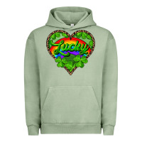Pigment Oil Green lucky heart with leopard Urban Hoodie - RanaPortraitStore