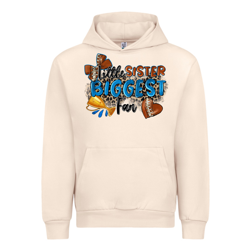 Little Sister Biggest Fan Football Urban Hoodie by Zillion Design Studio | Teevron