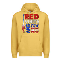 Antique Gold red white and pew pew pew Premium Hoodie - texasbilliewilder