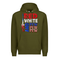 Army Green red white and pew pew pew Premium Hoodie - texasbilliewilder