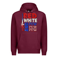 Burgundy red white and pew pew pew Premium Hoodie - texasbilliewilder