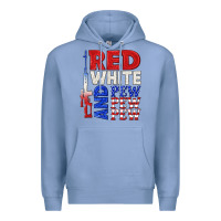 Colony Blue red white and pew pew pew Premium Hoodie - texasbilliewilder