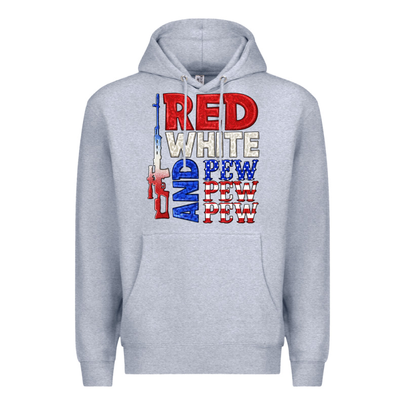 Red White And Pew Pew Pew Premium Hoodie by texasbilliewilder | Teevron