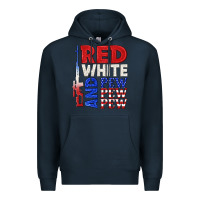Navy red white and pew pew pew Premium Hoodie - texasbilliewilder